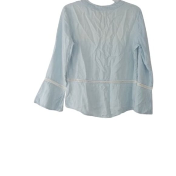 Cloth & Stone Womens Washed Aria Henley Blue Chambray Crochet Inset S - Picture 5 of 5